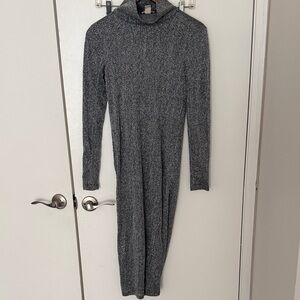 Gray Sparkle Turtleneck Long Sleeve Dress